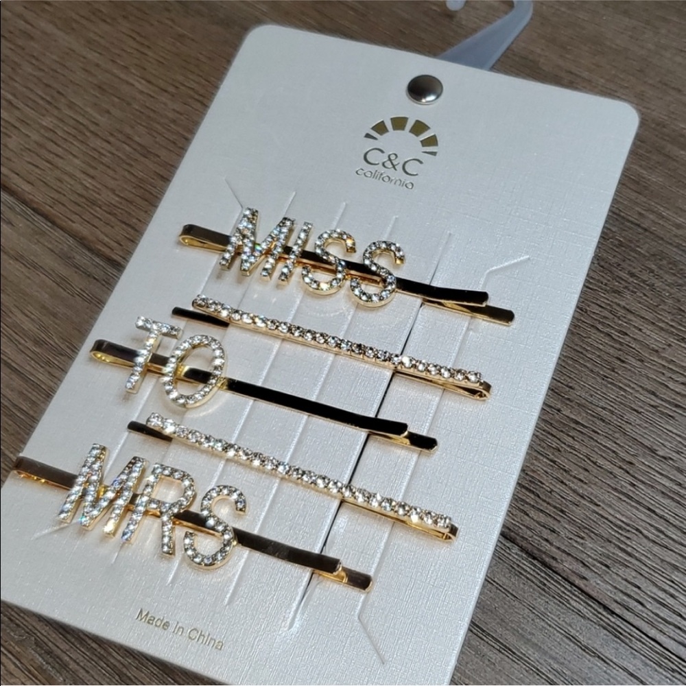 C&C California Miss to Mrs Gold Rhinestone Pins